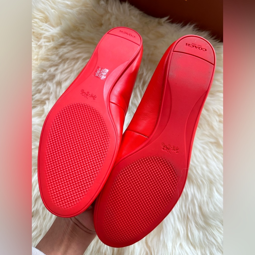 Authentic Coach Orange Genuine Leather Ballerina Shoes Size 8.5 - Picture 4 of 11